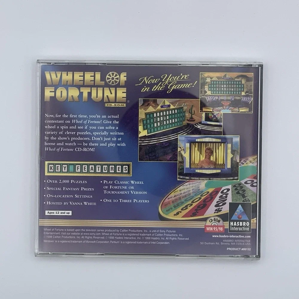 Wheel of Fortune CD-ROM‎ PC Game 1998 Hasbro – Windows 95/98 Vanna White